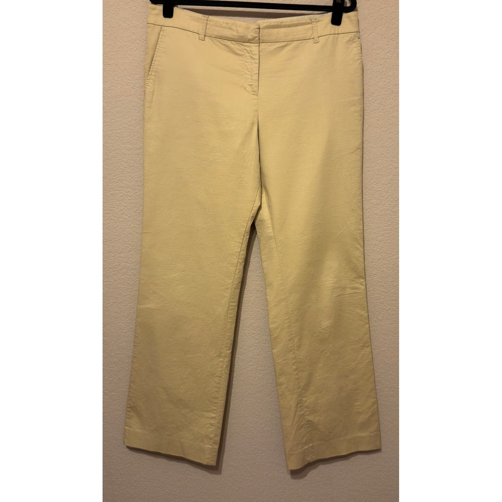 Tory Burch Women Beige Tan Straight Leg Cotton Trousers Size 12 Minimalist
